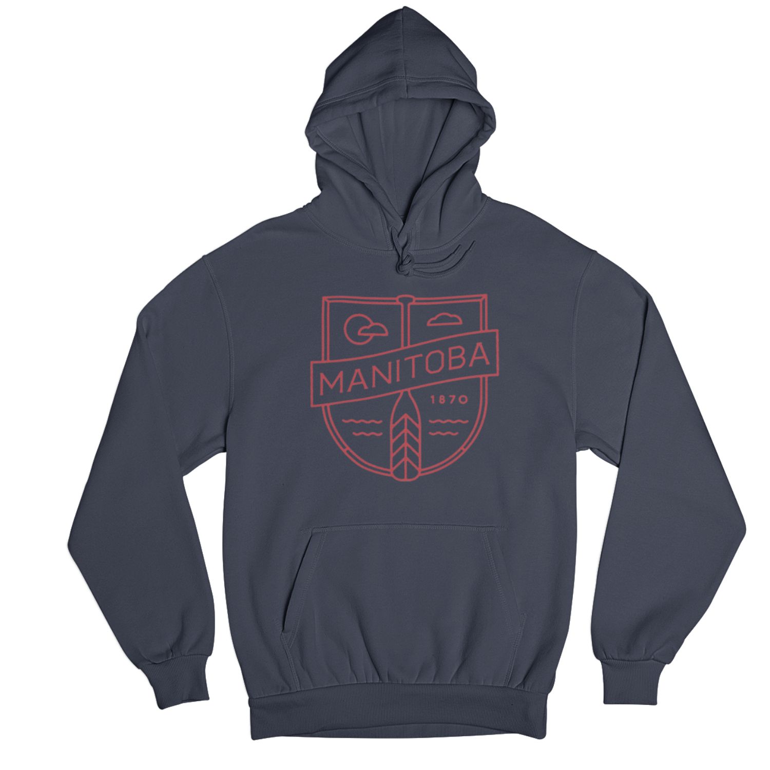 MB Cottage Hoodie | Red on Navy sold by We Heart Winnipeg