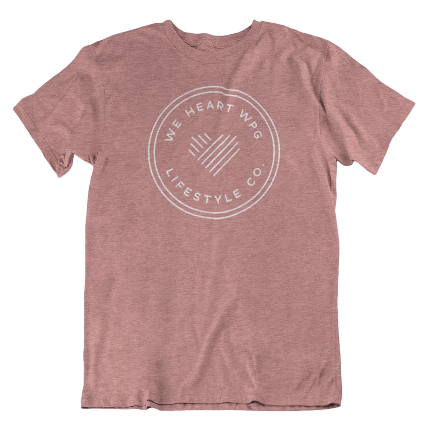 WHW Lifestyle Tee | White on Heather Mauve sold by We Heart Winnipeg
