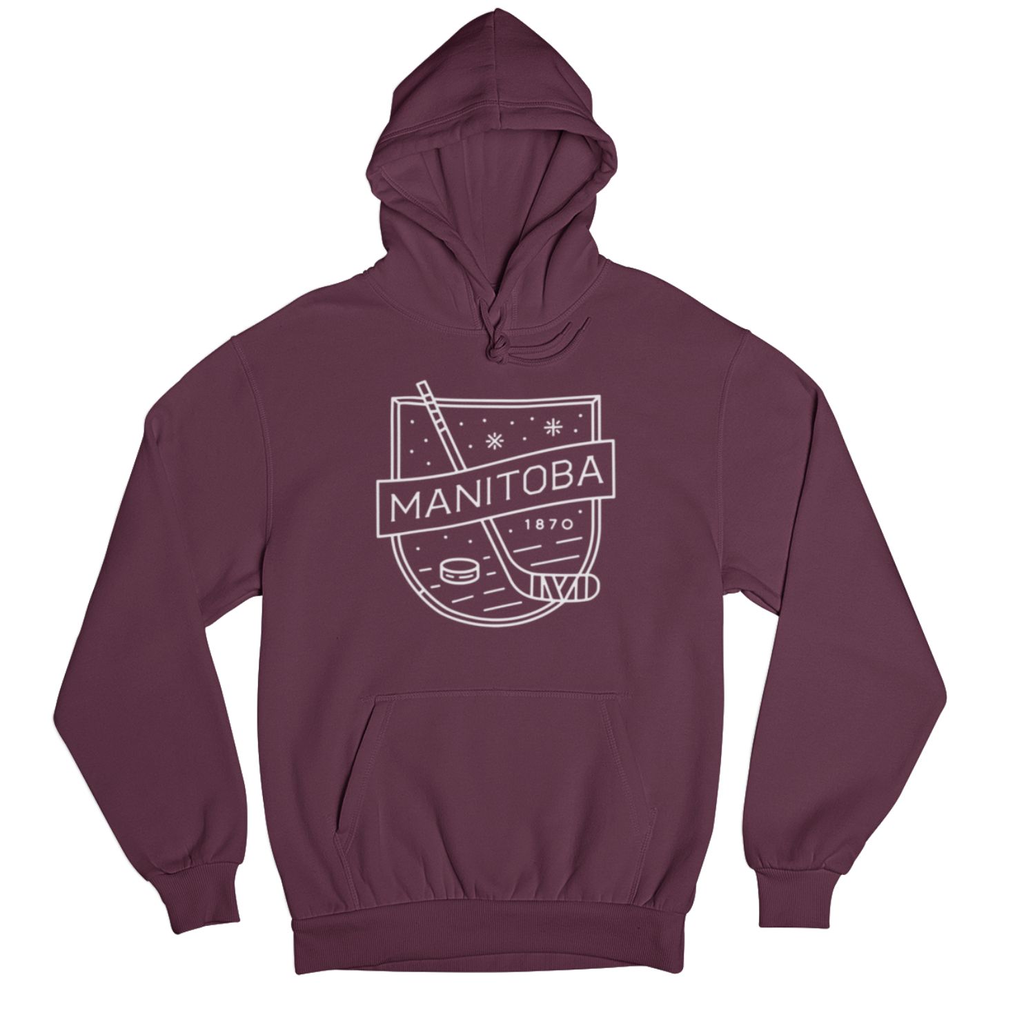 MB Hockey Hoodie | White on Maroon sold by We Heart Winnipeg