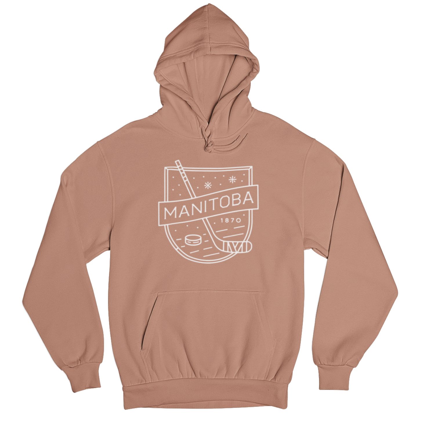 MB Hockey Hoodie | White on Dusty Rose sold by We Heart Winnipeg