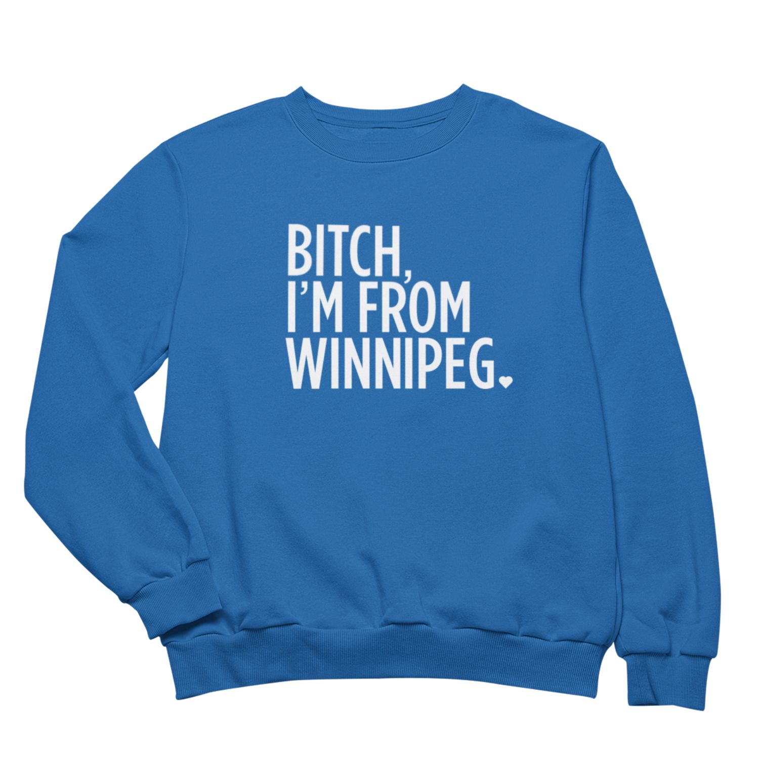 BIFW Crewneck | White on Royal sold by We Heart Winnipeg