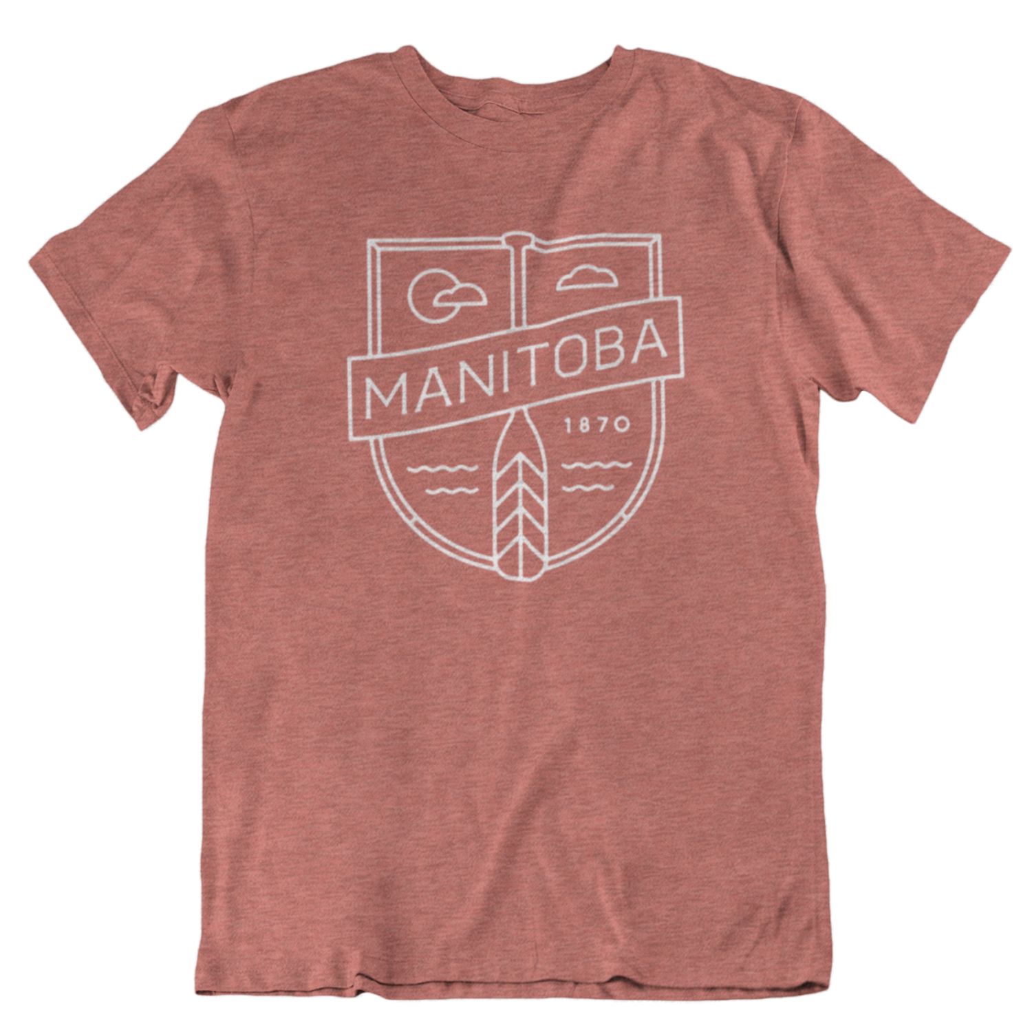 MB Cottage Tee | White on Heather Clay sold by We Heart Winnipeg
