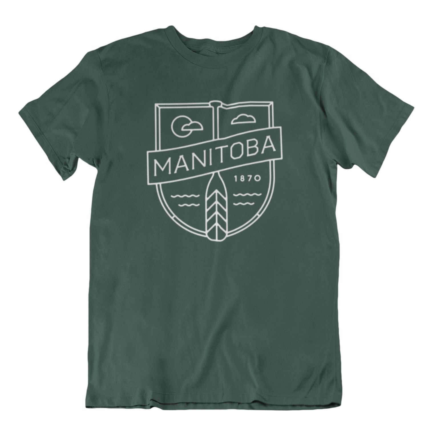 MB Cottage Tee | White on Forest Green sold by We Heart Winnipeg