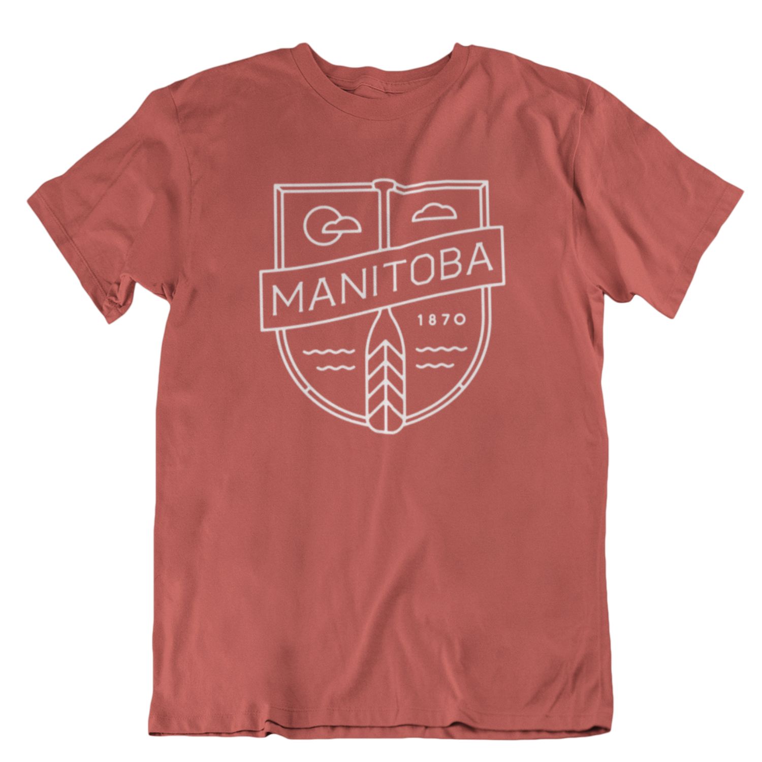 MB Cottage Tee | White on Burnt Orange sold by We Heart Winnipeg