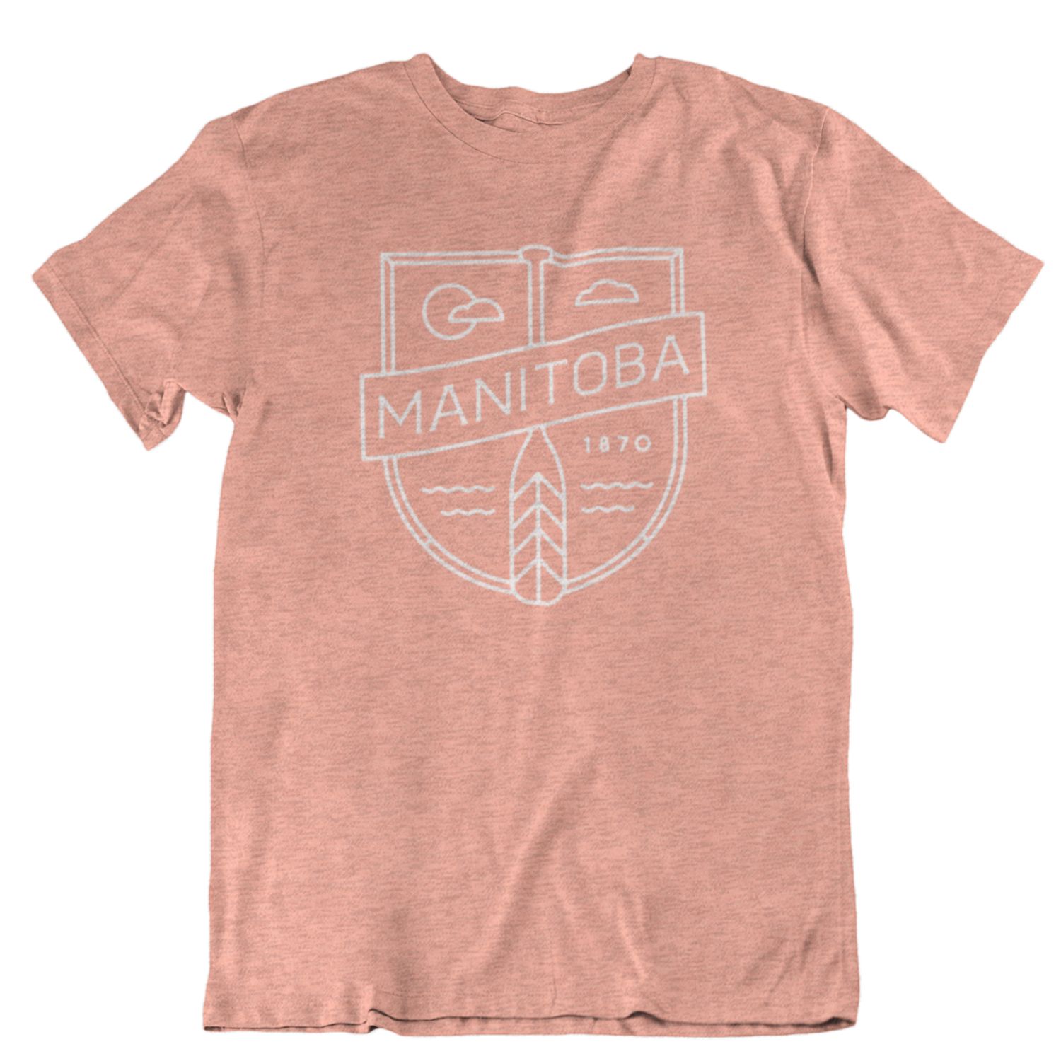 MB Cottage Tee | White on Heather Sunset sold by We Heart Winnipeg
