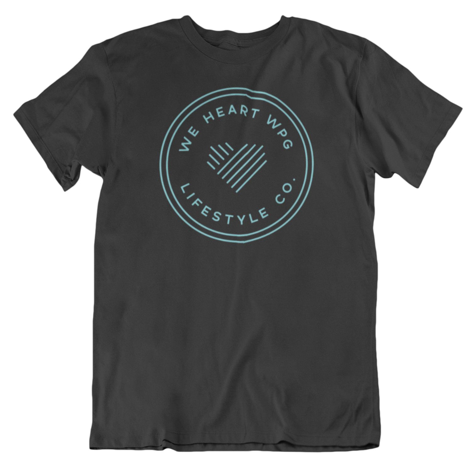 WHW Lifestyle Tee | Teal on Black sold by We Heart Winnipeg
