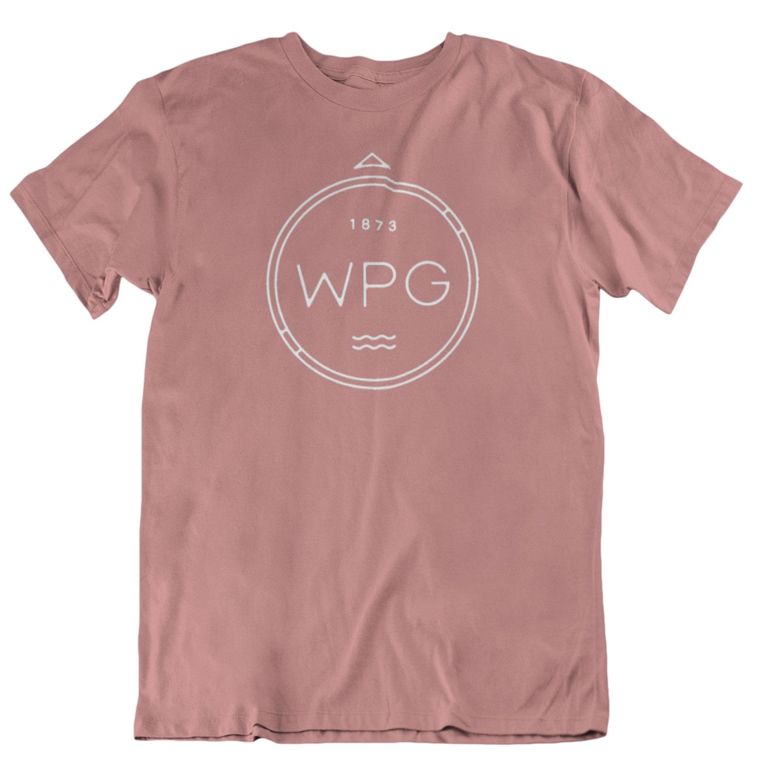 WPG Compass Tee | White on Mauve sold by We Heart Winnipeg