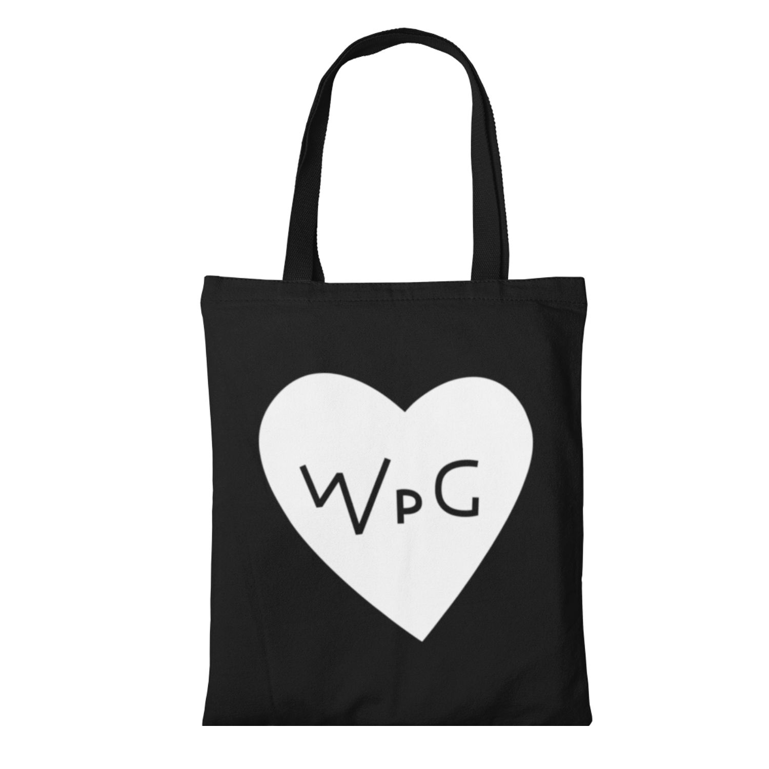 WPG Heart Tote | White on Black sold by We Heart Winnipeg