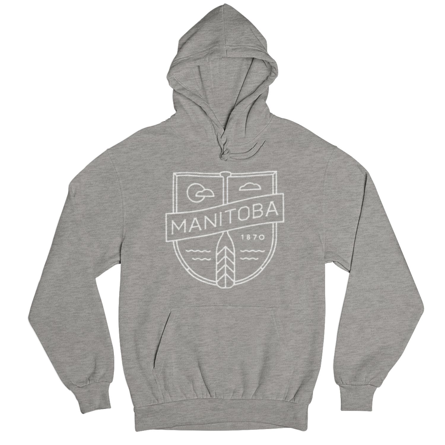 MB Cottage Hoodie | White on Athletic Grey sold by We Heart Winnipeg