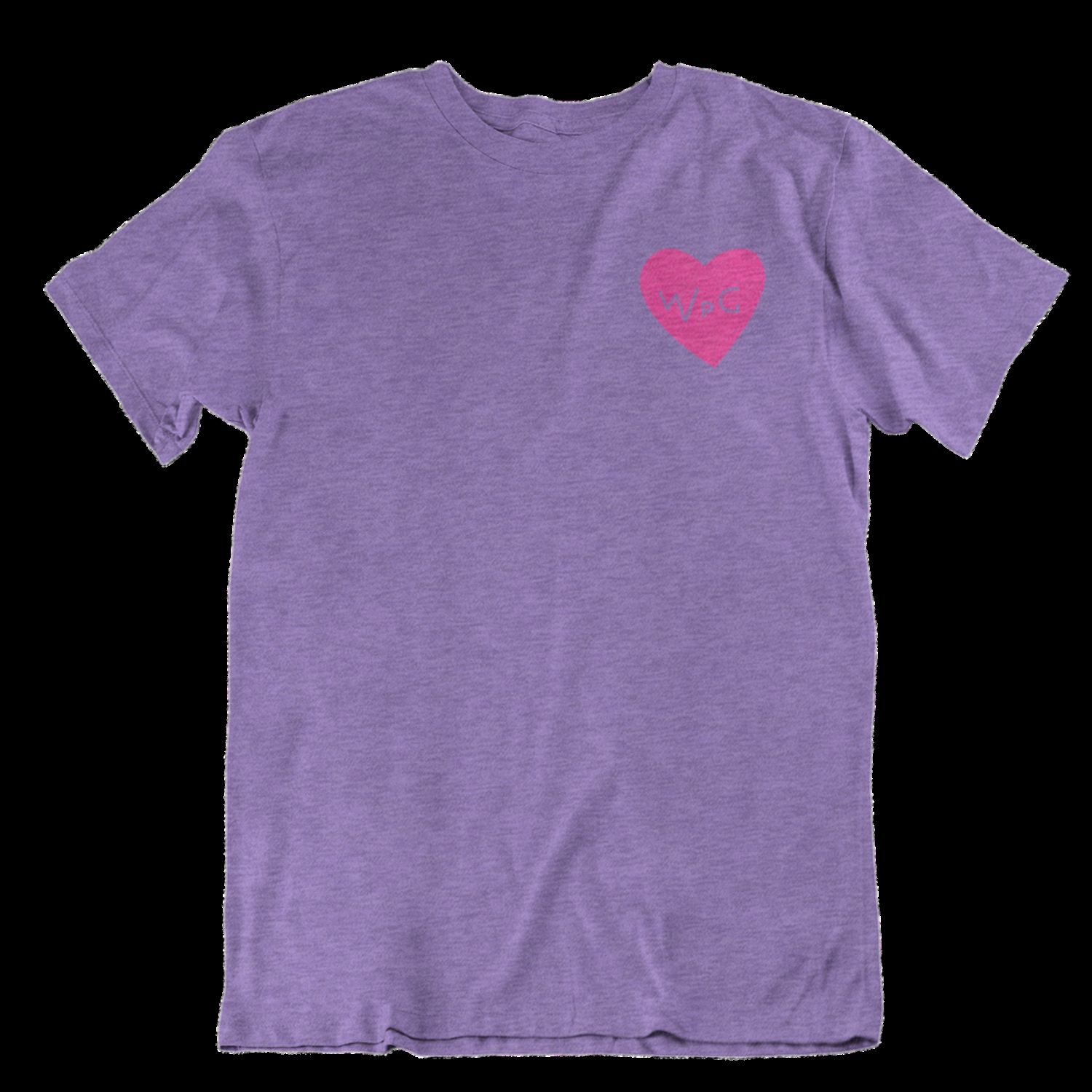 WPG Heart Tee | Pink on Heather Purple sold by We Heart Winnipeg