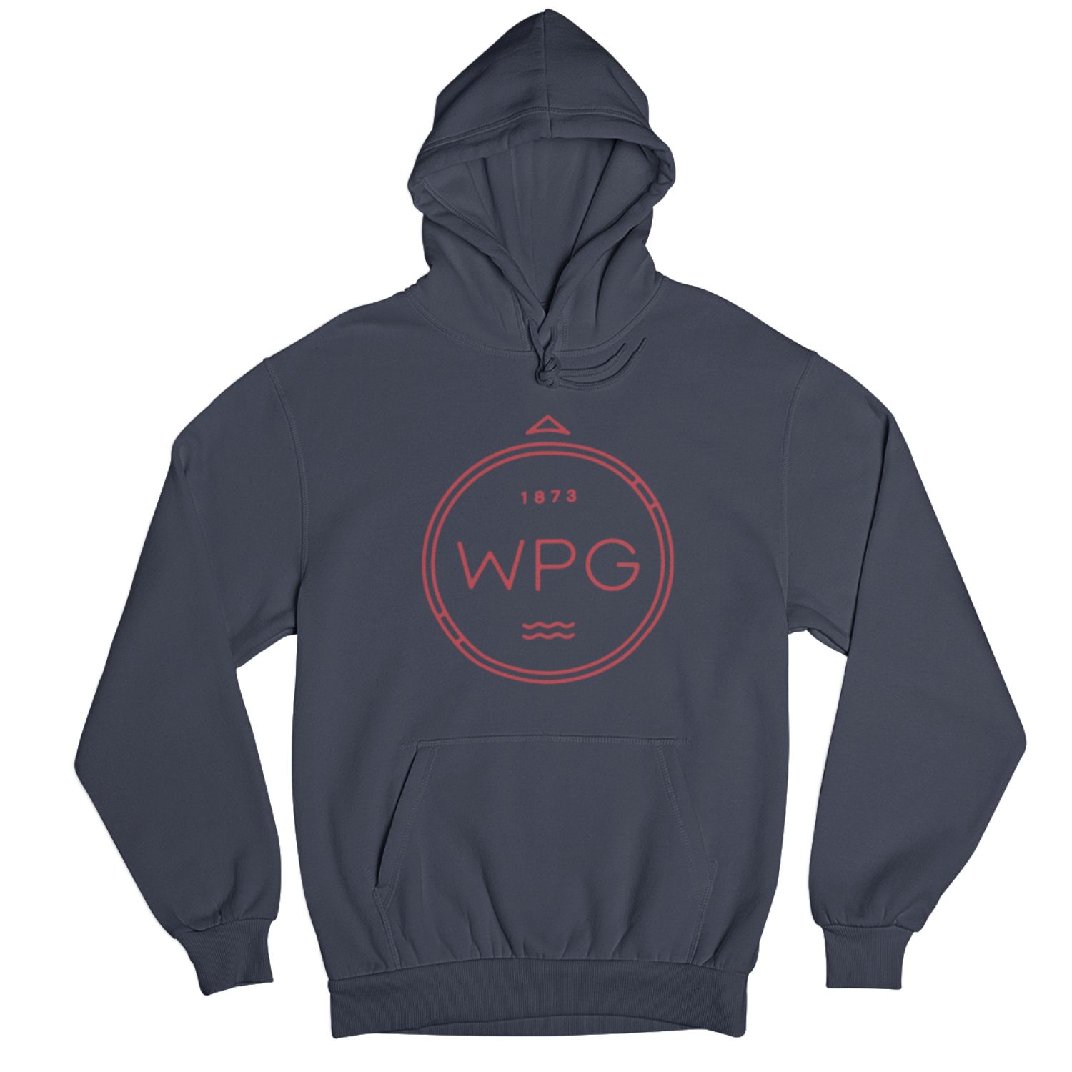 WPG Compass Hoodie | Red on Navy sold by We Heart Winnipeg