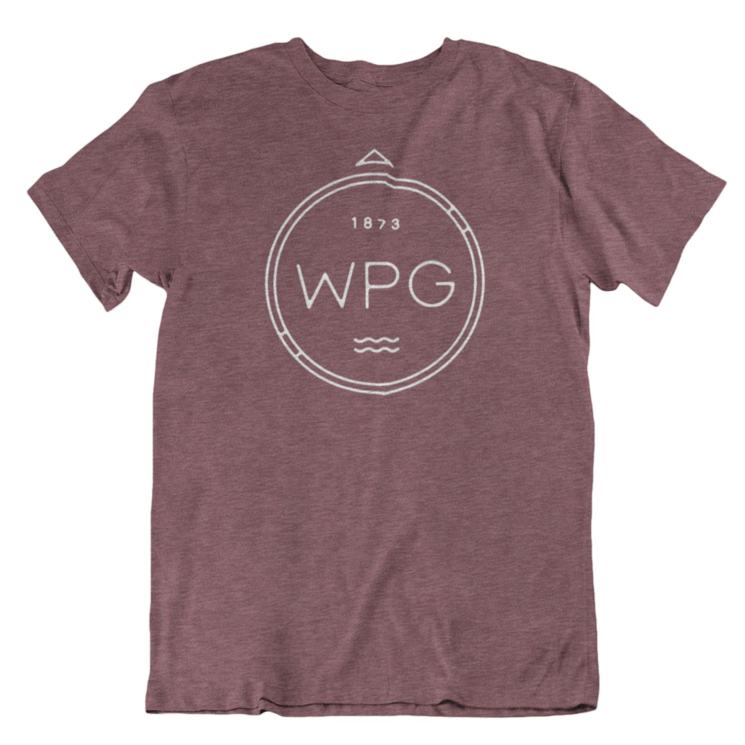 WPG Compass Tee | White on Heather Maroon sold by We Heart Winnipeg