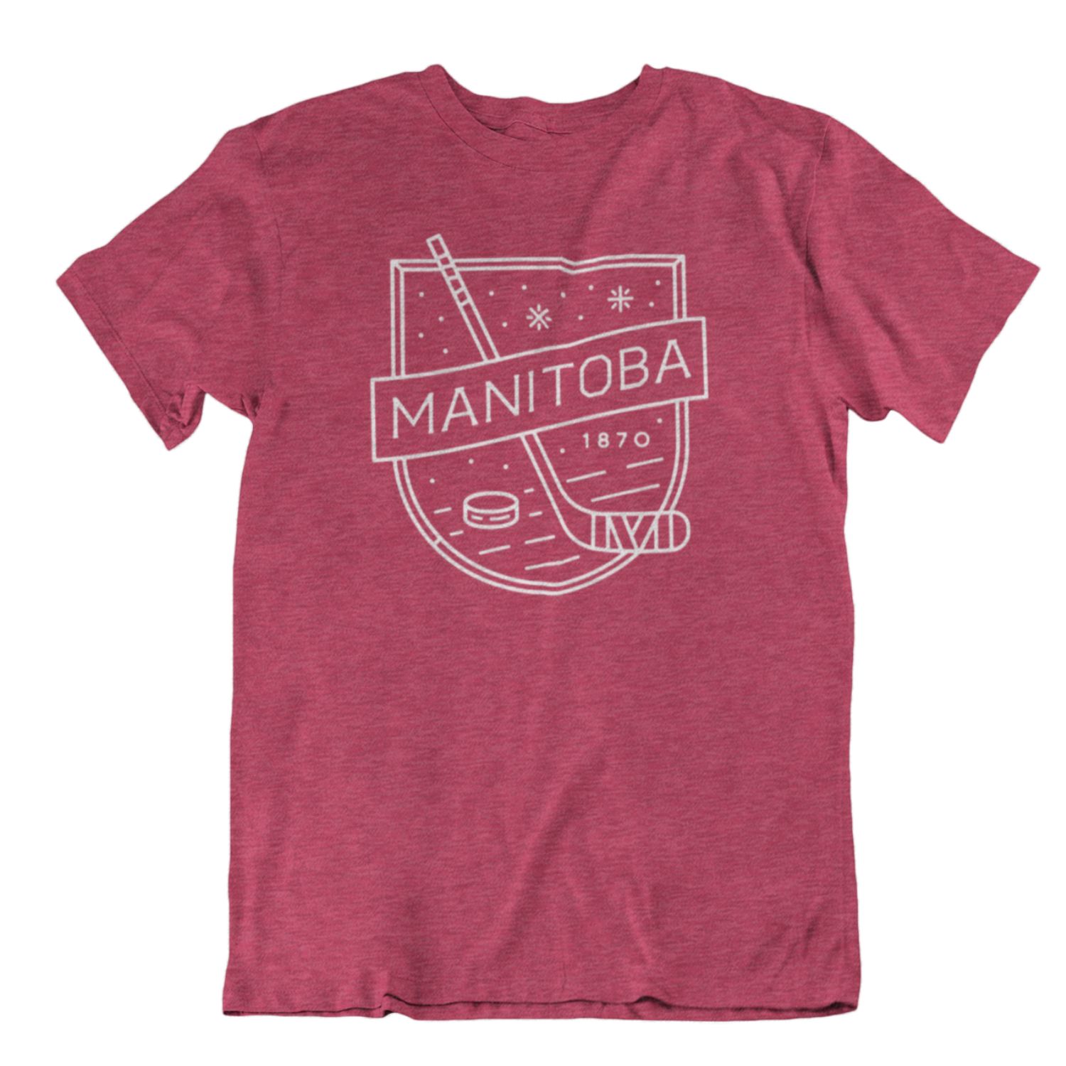 MB Hockey Tee | White on Heather Cardinal sold by We Heart Winnipeg