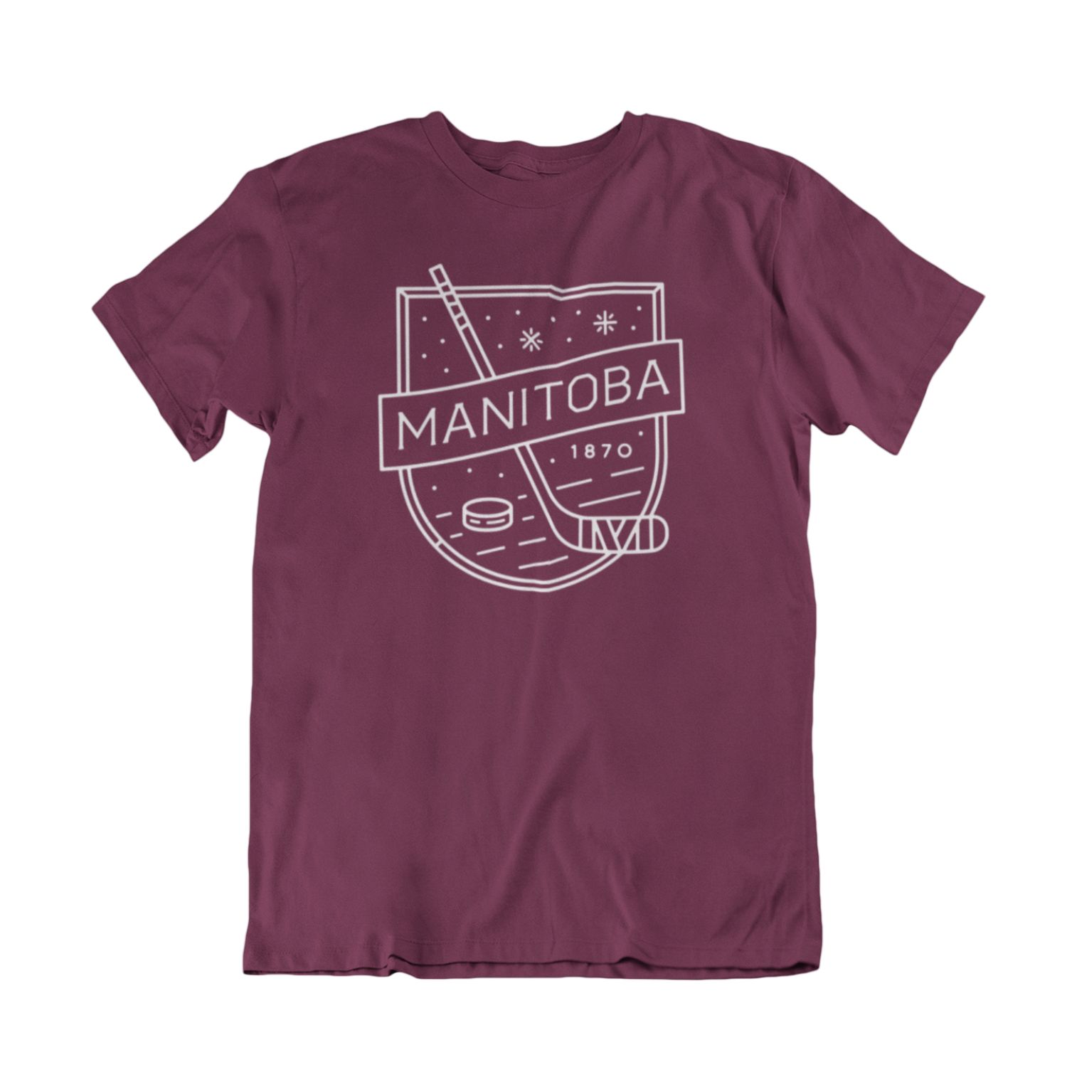MB Hockey Tee | White on Maroon sold by We Heart Winnipeg