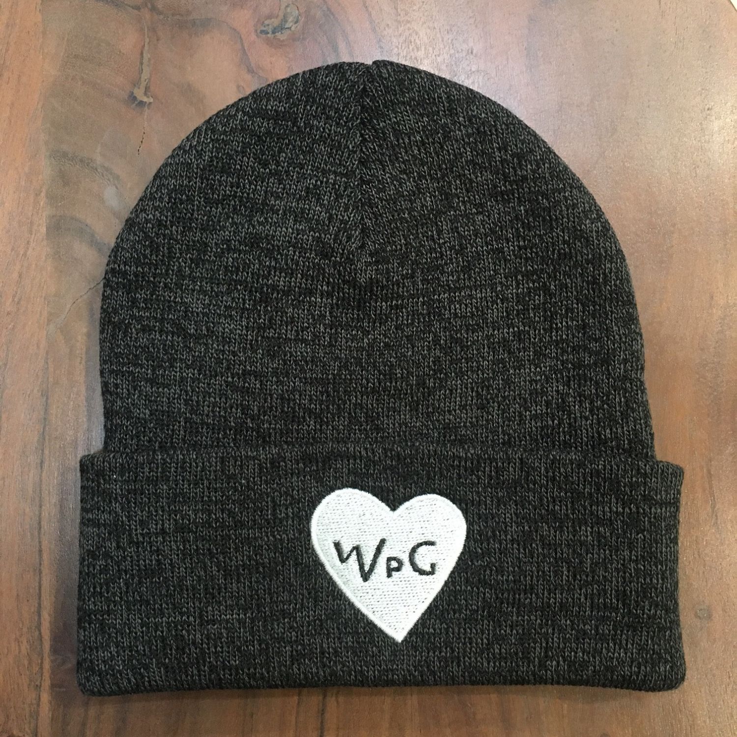 WPG Heart Toque | White on Charcoal sold by We Heart Winnipeg