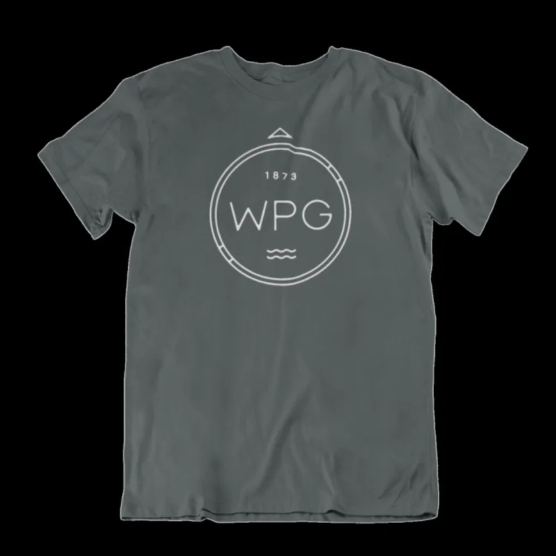 WPG Compass Tee | White on Charcoal sold by We Heart Winnipeg