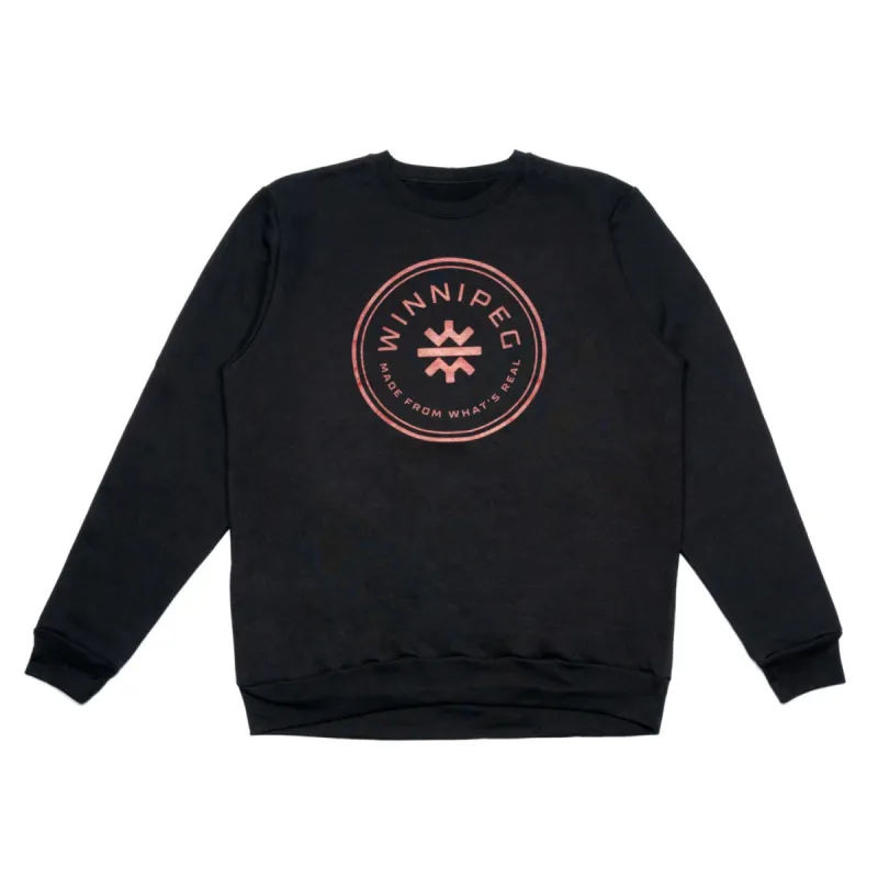 WHW x Tourism Winnipeg Crewneck | Red on Black sold by We Heart Winnipeg
