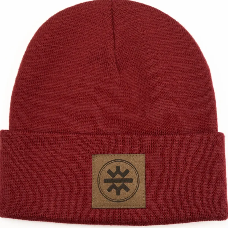 WHW x Tourism Winnipeg Toque | Espresso on Crimson sold by We Heart Winnipeg