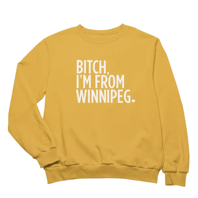 BIFW Crewneck | White on Mustard sold by We Heart Winnipeg