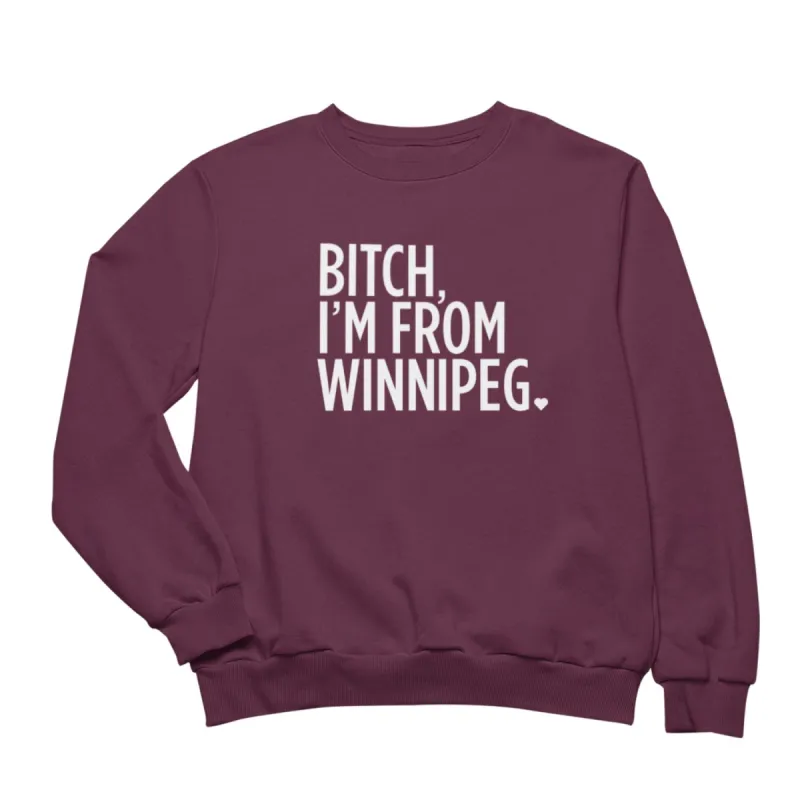 BIFW Crewneck | White on Maroon sold by We Heart Winnipeg