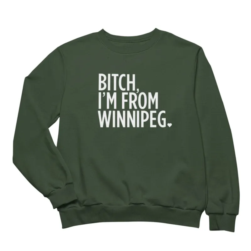 BIFW Crewneck | White on Forest sold by We Heart Winnipeg