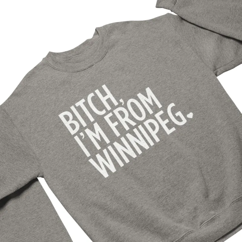 BIFW Crewneck | White on Athletic Grey sold by We Heart Winnipeg