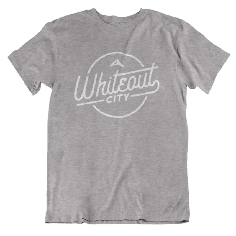 Whiteout City Classic Tee | White on Athletic Grey sold by We Heart Winnipeg