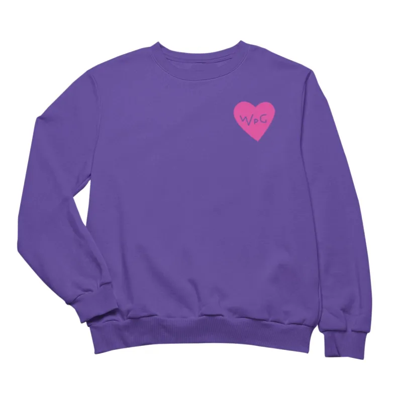WPG Heart Crewneck | Pink on Purple sold by We Heart Winnipeg