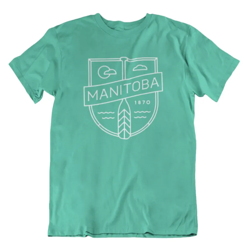 MB Cottage Tee | White on Turquoise sold by We Heart Winnipeg