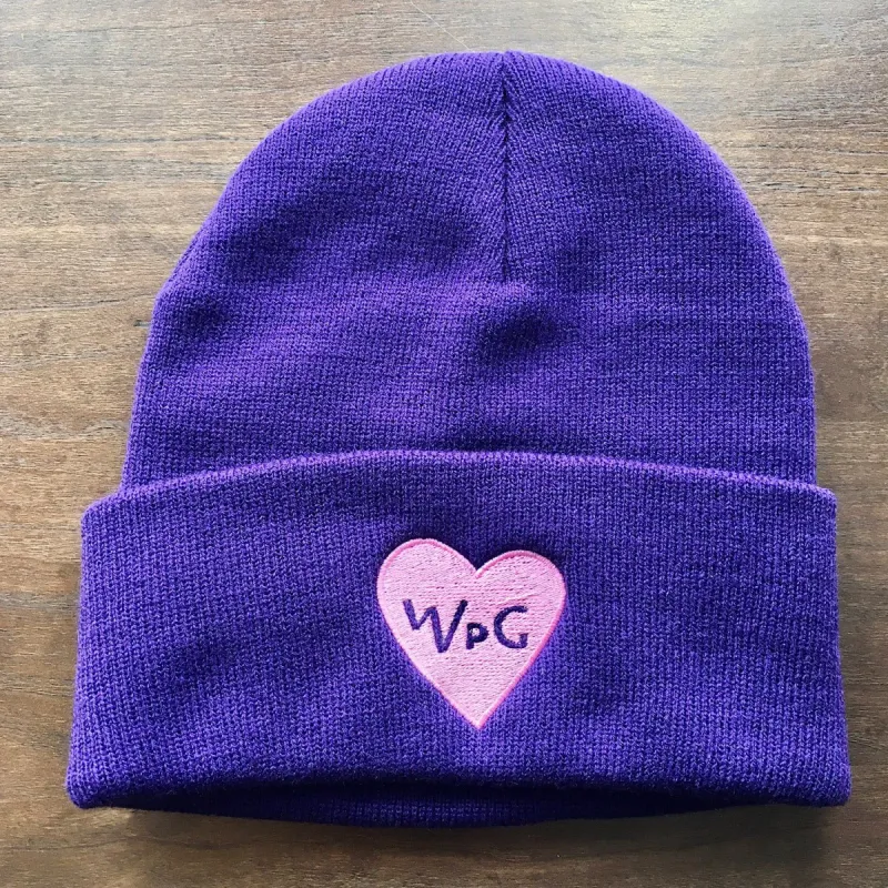 WPG Heart Toque | Light Pink on Purple sold by We Heart Winnipeg