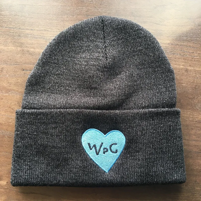 WPG Heart Toque | Powder Blue on Charcoal sold by We Heart Winnipeg