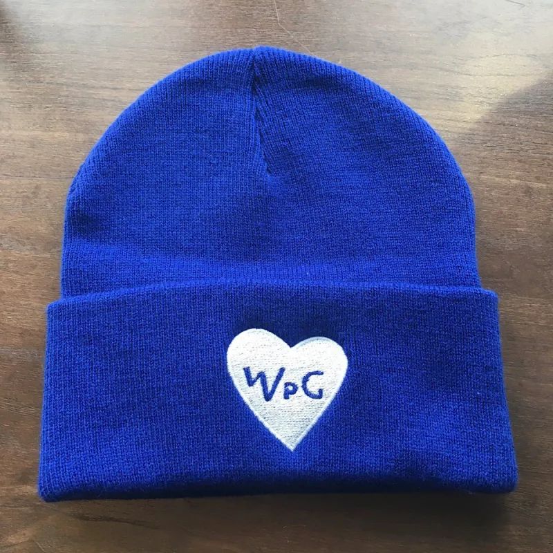 WPG Heart Toque | White on Royal sold by We Heart Winnipeg