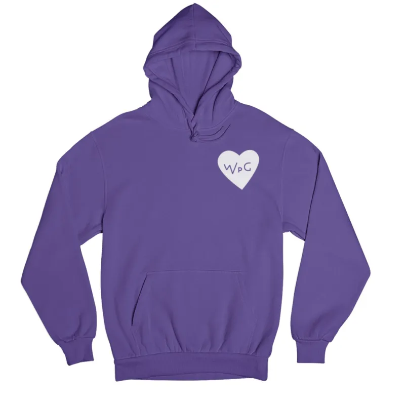 WPG Heart Hoodie | White on Purple sold by We Heart Winnipeg