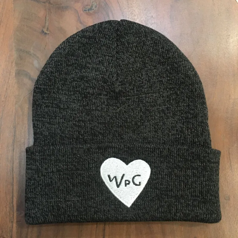 WPG Heart Toque | White on Charcoal sold by We Heart Winnipeg