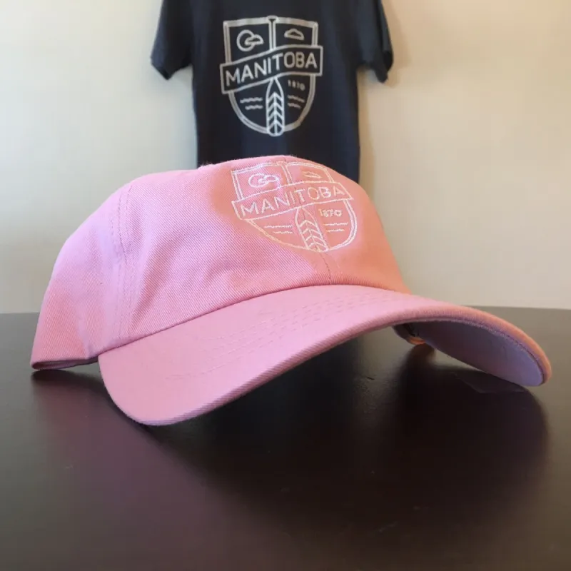 MB Cottage Dad Hat | White on Pink sold by We Heart Winnipeg
