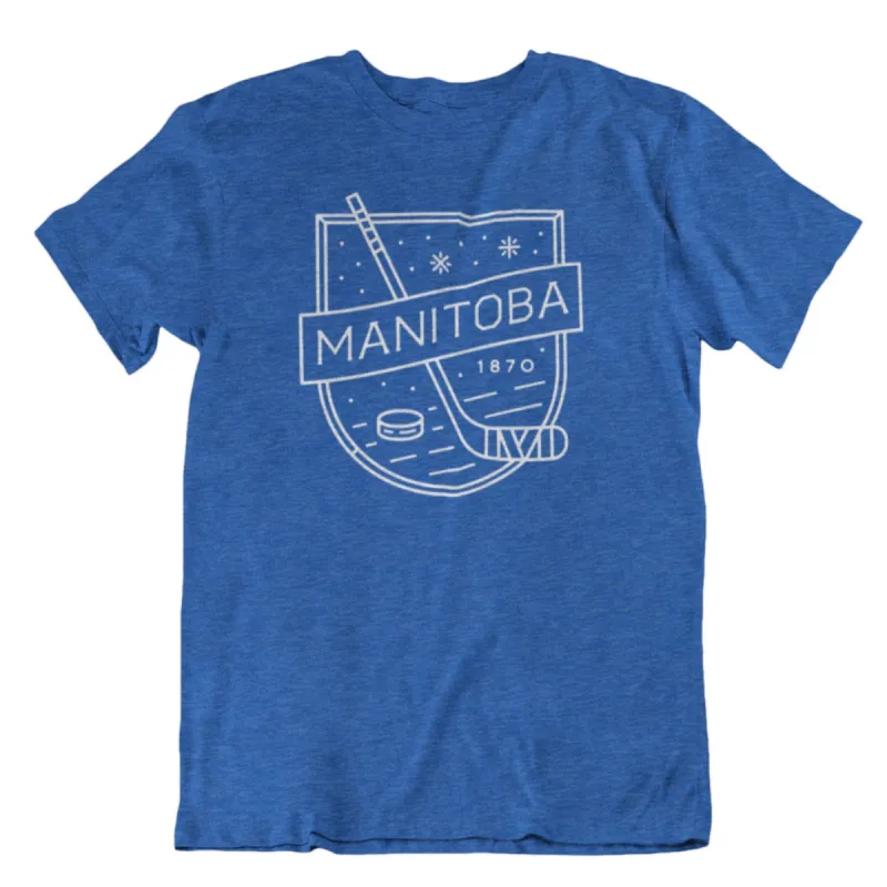 MB Hockey Tee | White on Heather Royal sold by We Heart Winnipeg