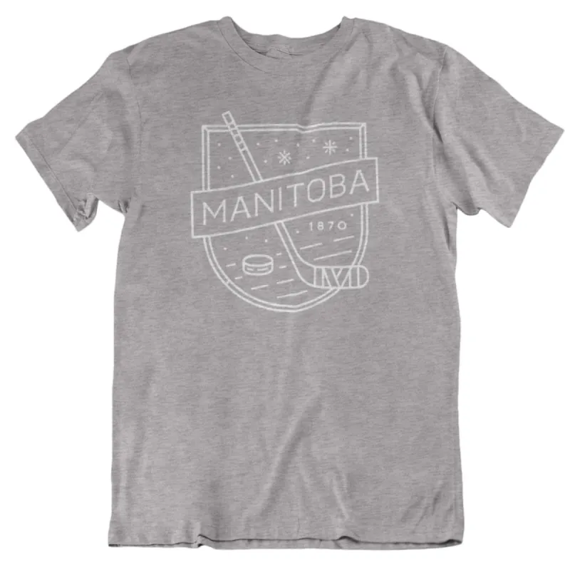 MB Hockey Tee | White on Athletic Grey sold by We Heart Winnipeg
