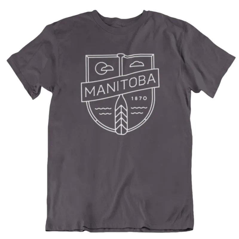 MB Cottage Tee | White on Charcoal sold by We Heart Winnipeg