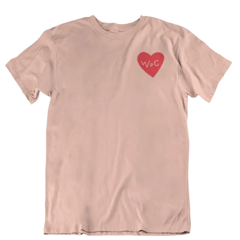 WPG Heart Tee | Red on Peach sold by We Heart Winnipeg