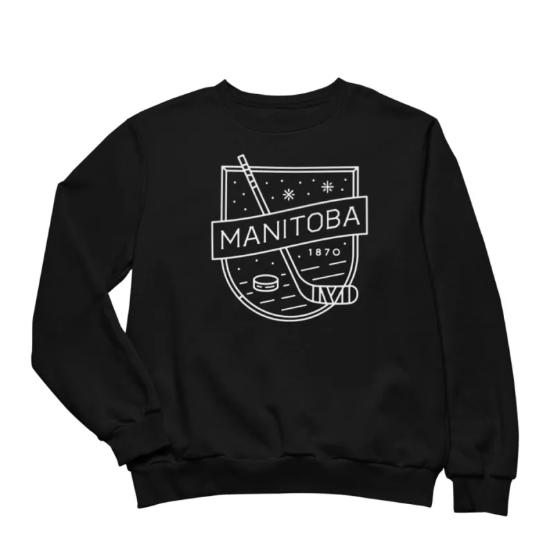 MB Hockey Crewneck | White on Black sold by We Heart Winnipeg