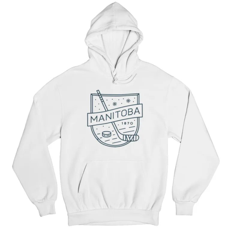 MB Hockey Hoodie | Navy on White sold by We Heart Winnipeg