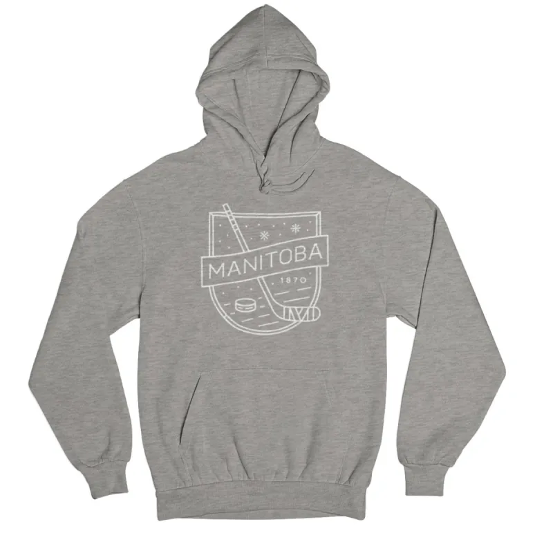 MB Hockey Hoodie | White on Athletic Grey sold by We Heart Winnipeg