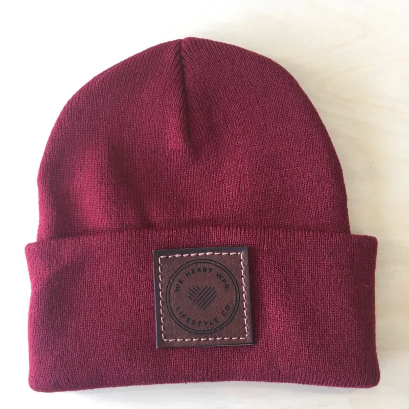 WHW Lifestyle Toque | Chestnut on Maroon sold by We Heart Winnipeg