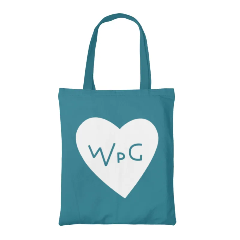 WPG Heart Tote | White on Sapphire sold by We Heart Winnipeg