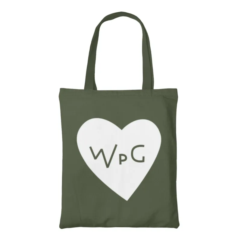 WPG Heart Tote | White on Forest sold by We Heart Winnipeg