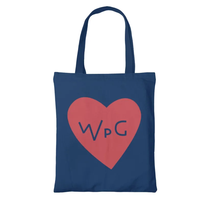 WPG Heart Tote | Red on Navy sold by We Heart Winnipeg