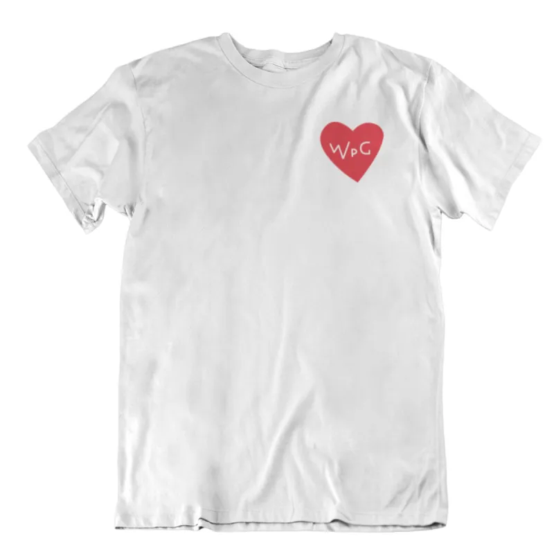 WPG Heart Tee | Red on White sold by We Heart Winnipeg