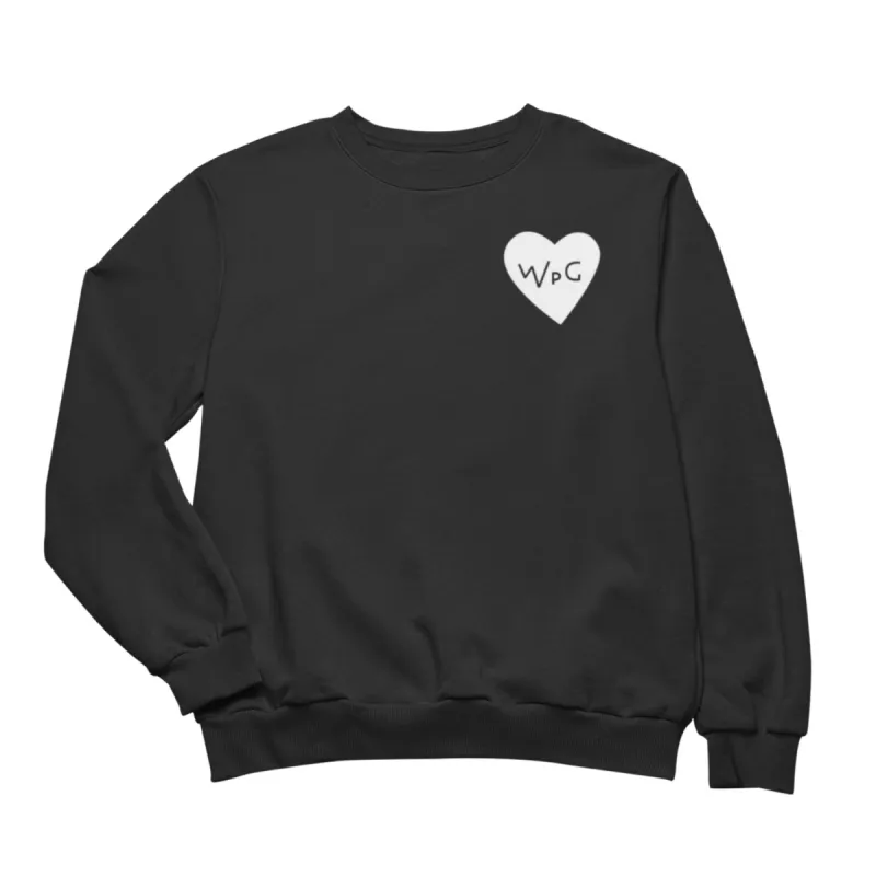 WPG Heart Crewneck | White on Black sold by We Heart Winnipeg