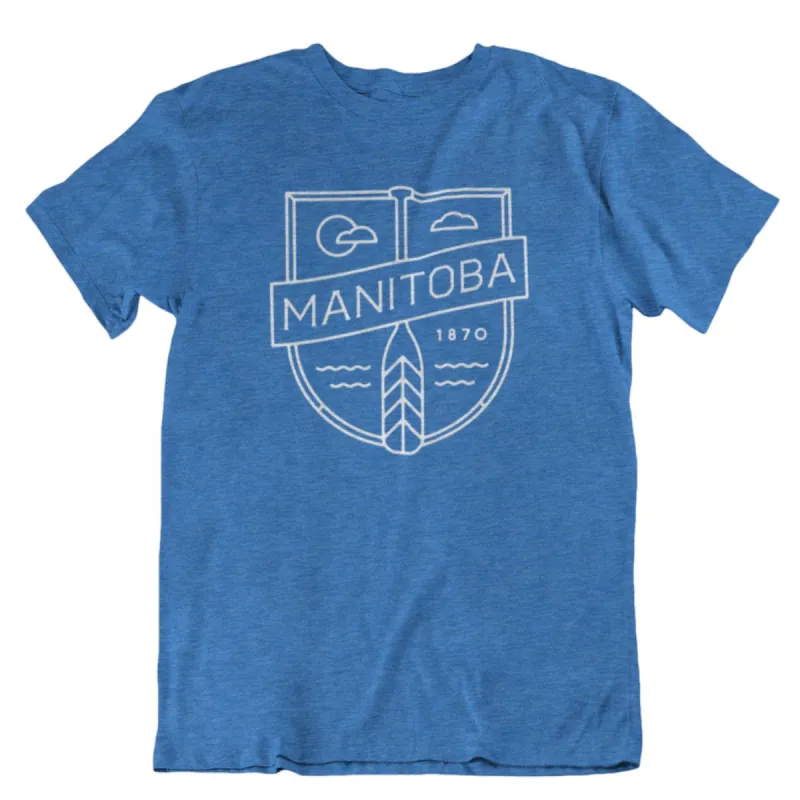 MB Cottage Tee | White on Heather Royal sold by We Heart Winnipeg
