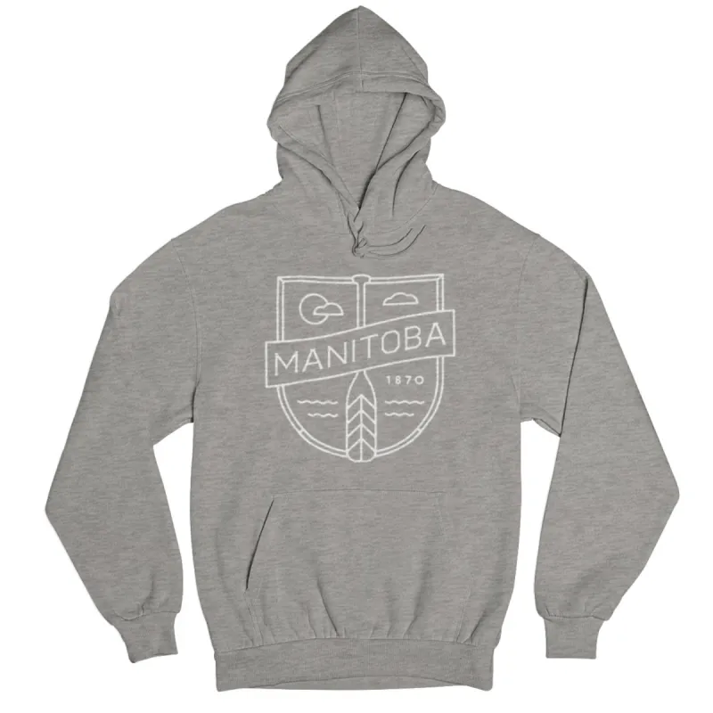 MB Cottage Hoodie | White on Athletic Grey sold by We Heart Winnipeg